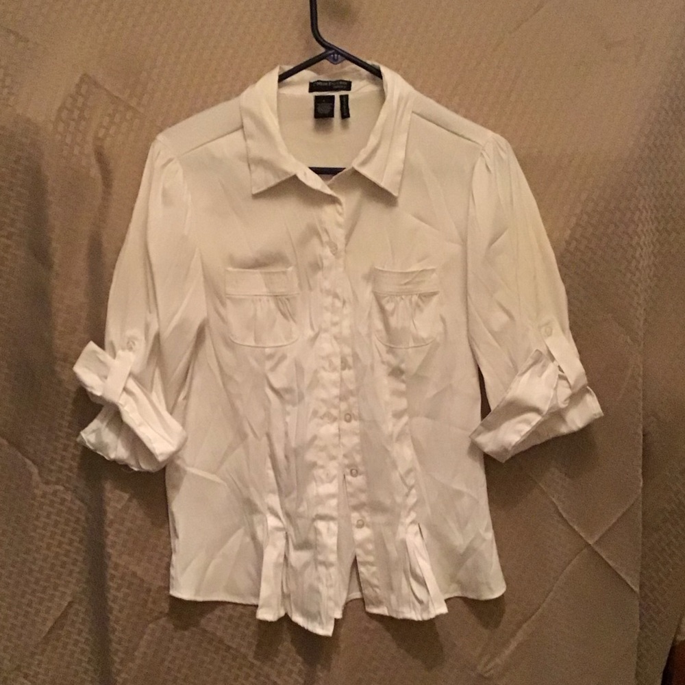 White 3/4 sleeve button up